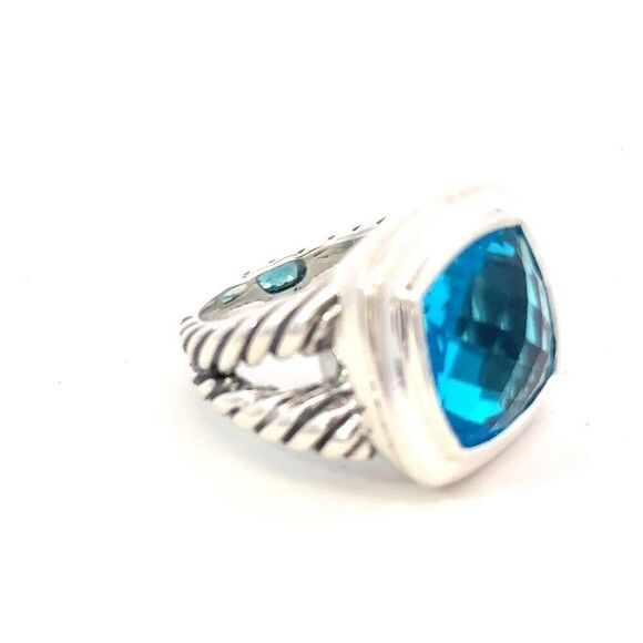 David Yurman Blue Topaz Ring Size 7 Sterling Silver Estate DY599 - Picture 6 of 7